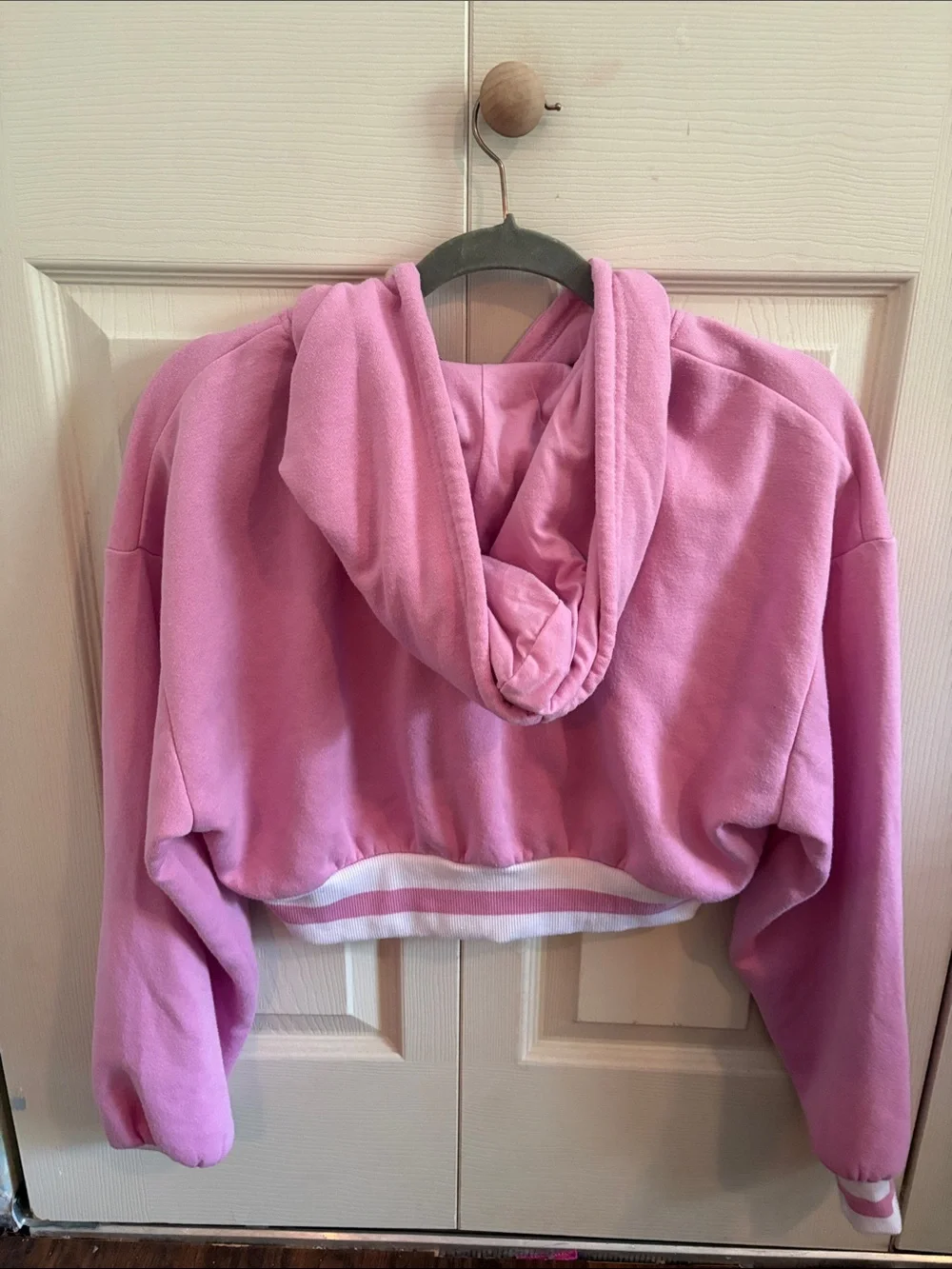 Barbie Pink & White Logo Cropped Hoodie